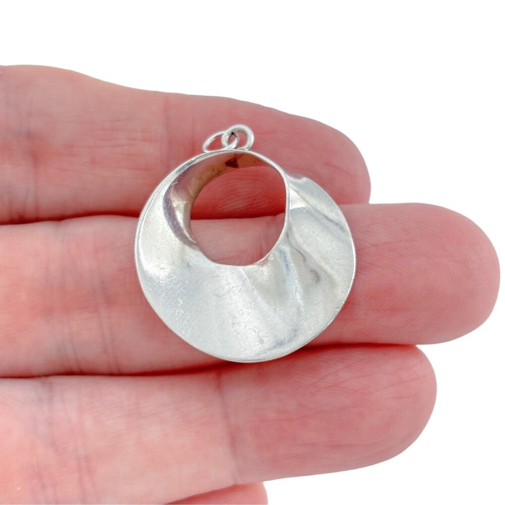 Vintage Mexico Sterling Silver 925 Disc Pendant